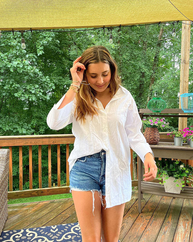 3/4 Sleeve Shirts Button Down Beach Cover Up - Zeagoo (Us Only)-tidenox