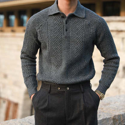 Warm Refined Men's Polo Sweater - Relaxed Cut, Knit, Winter-tidenox