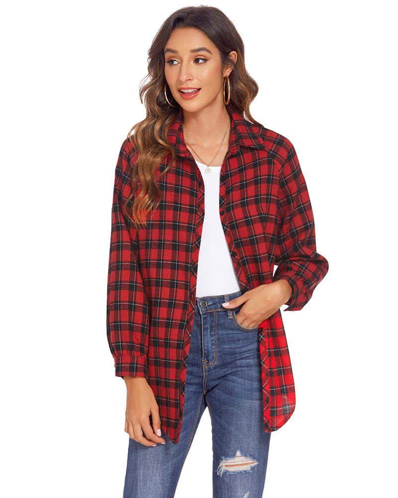 Zeagoo Womens Button Down Blouses Casual Flannel Plaid Shirts Long Sleeve Work Tops-tidenox