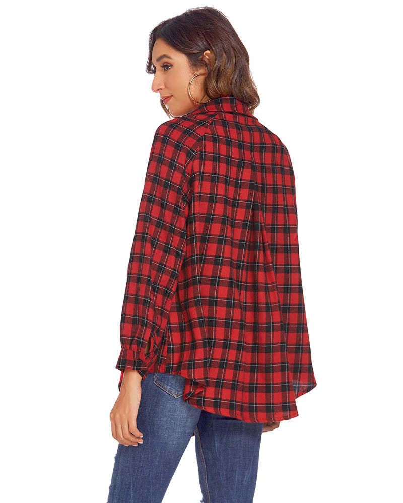 Zeagoo Womens Button Down Blouses Casual Flannel Plaid Shirts Long Sleeve Work Tops-tidenox