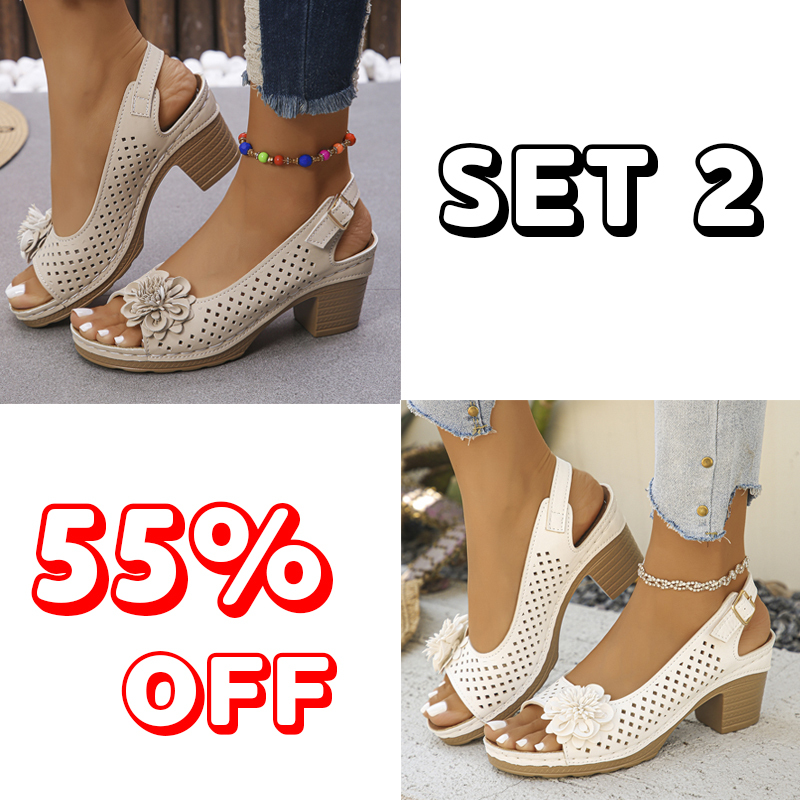 🔥Best Seller-Last Day Sale 60% OFF🔥 Buckled Square Heel Sandals for Women-tidenox