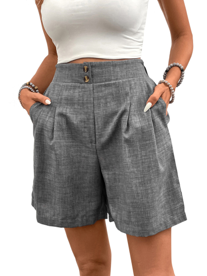 Women High-Waisted Wide-Leg Shorts Pleated Casual Summer Shorts