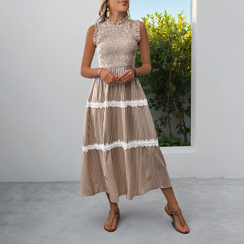 BeachsissiLace Patchwork smockedPrinted Dress