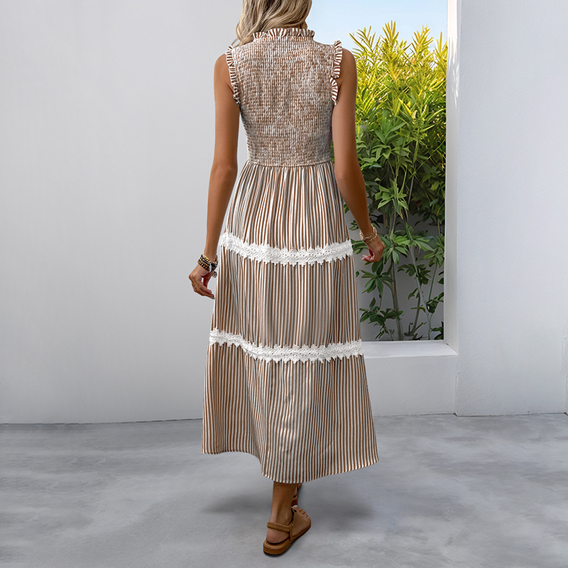 BeachsissiLace Patchwork smockedPrinted Dress