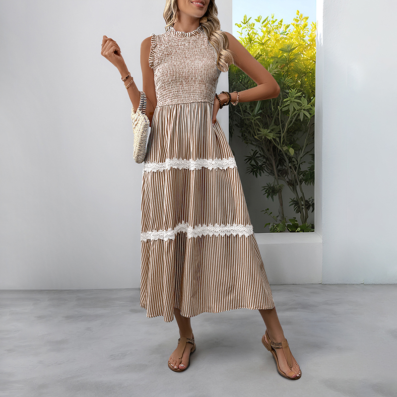 BeachsissiLace Patchwork smockedPrinted Dress