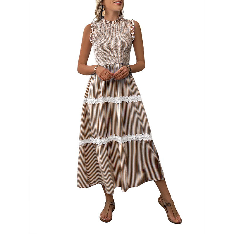 BeachsissiLace Patchwork smockedPrinted Dress