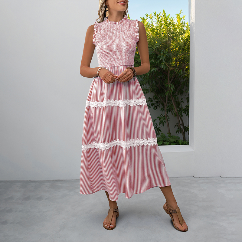 BeachsissiLace Patchwork smockedPrinted Dress