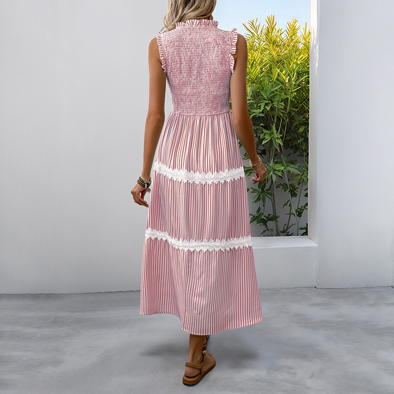 BeachsissiLace Patchwork smockedPrinted Dress