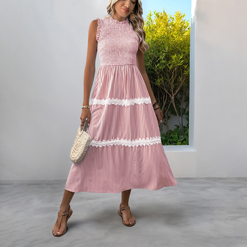BeachsissiLace Patchwork smockedPrinted Dress