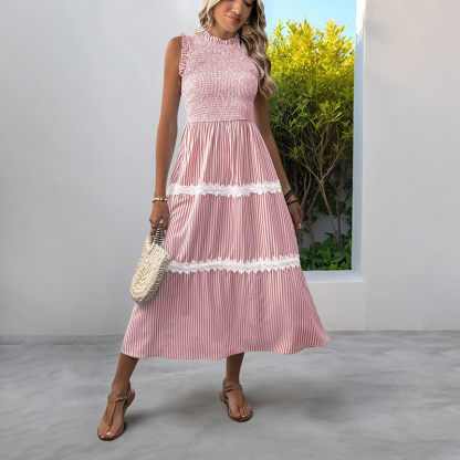 BeachsissiLace Patchwork smockedPrinted Dress