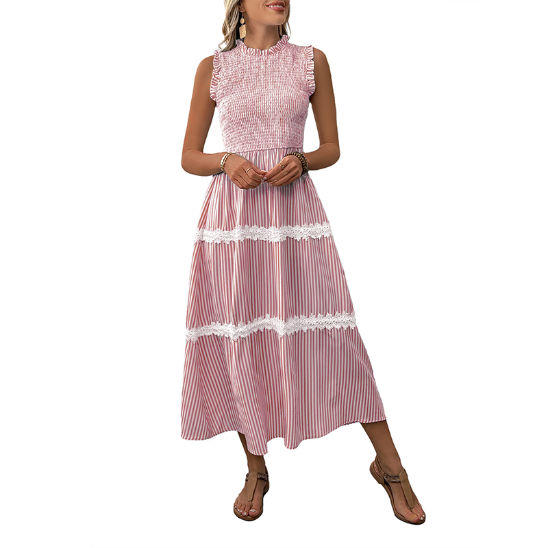 BeachsissiLace Patchwork smockedPrinted Dress