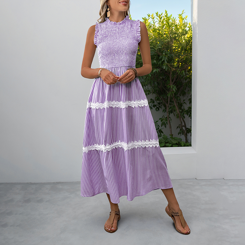 BeachsissiLace Patchwork smockedPrinted Dress