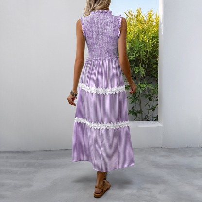 BeachsissiLace Patchwork smockedPrinted Dress