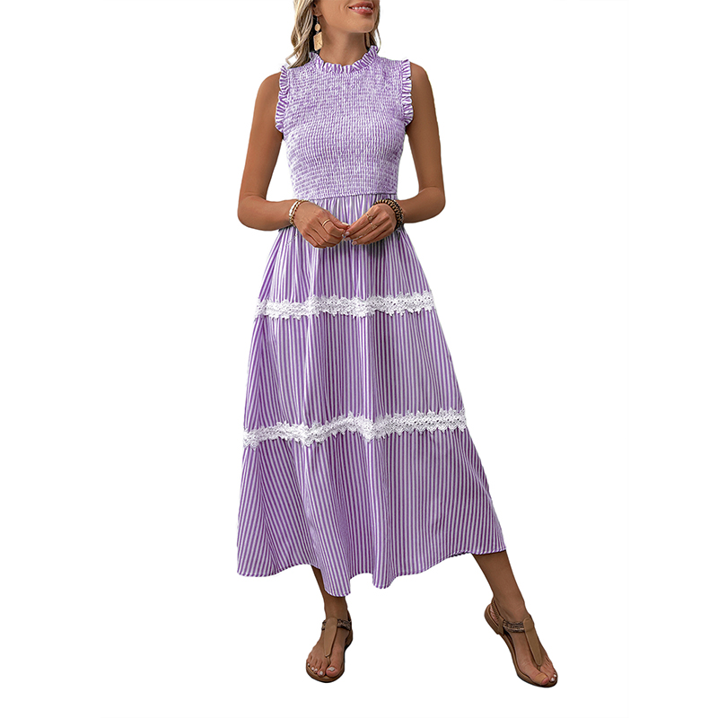 BeachsissiLace Patchwork smockedPrinted Dress