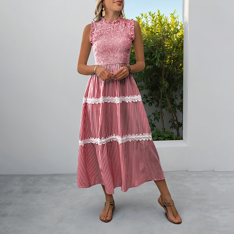 BeachsissiLace Patchwork smockedPrinted Dress