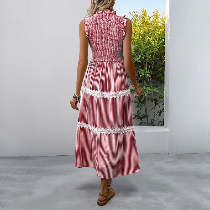 BeachsissiLace Patchwork smockedPrinted Dress