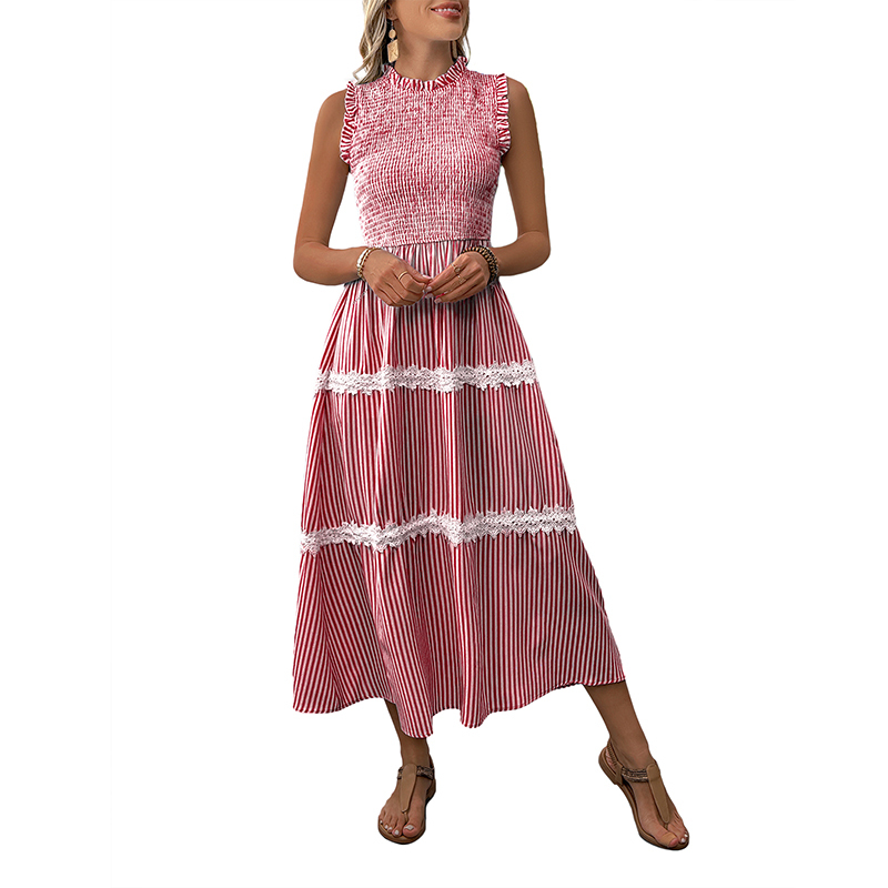 BeachsissiLace Patchwork smockedPrinted Dress