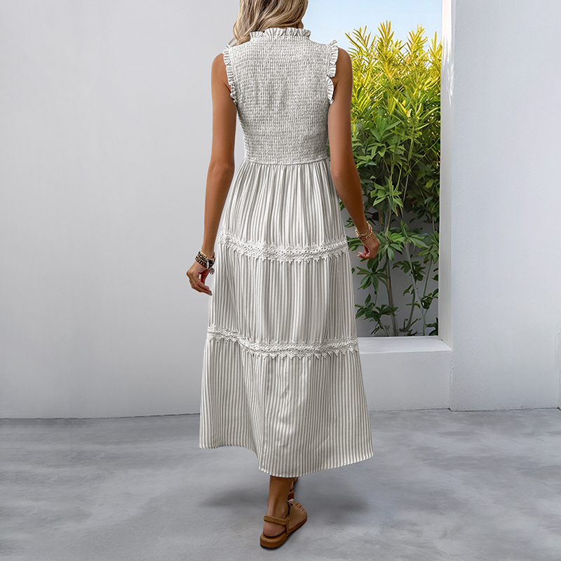 BeachsissiLace Patchwork smockedPrinted Dress