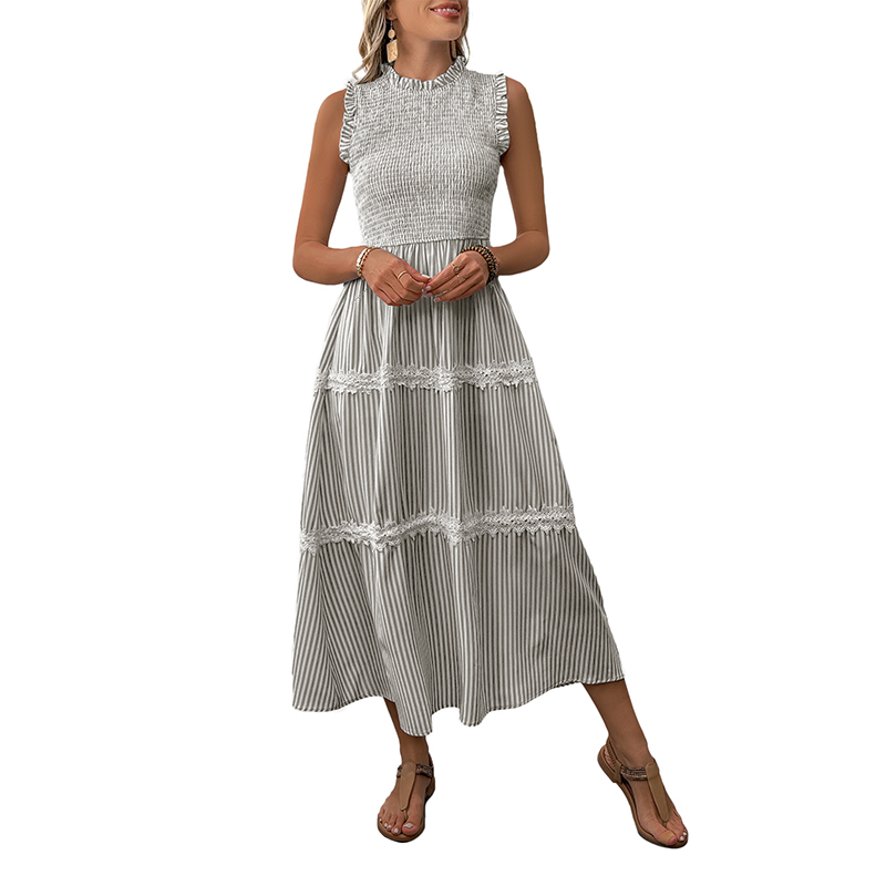 BeachsissiLace Patchwork smockedPrinted Dress