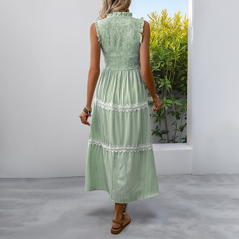 BeachsissiLace Patchwork smockedPrinted Dress