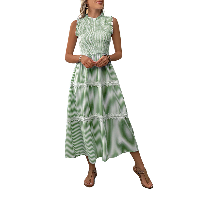 BeachsissiLace Patchwork smockedPrinted Dress