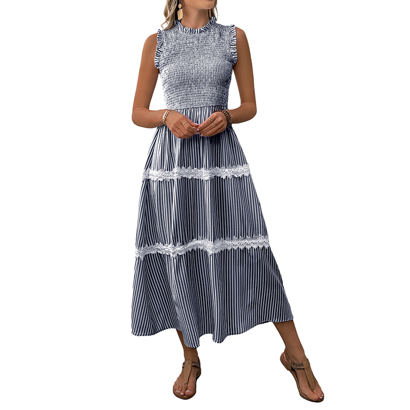 BeachsissiLace Patchwork smockedPrinted Dress