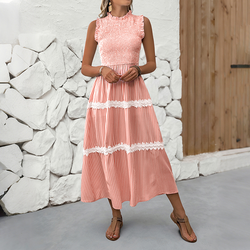 BeachsissiLace Patchwork smockedPrinted Dress