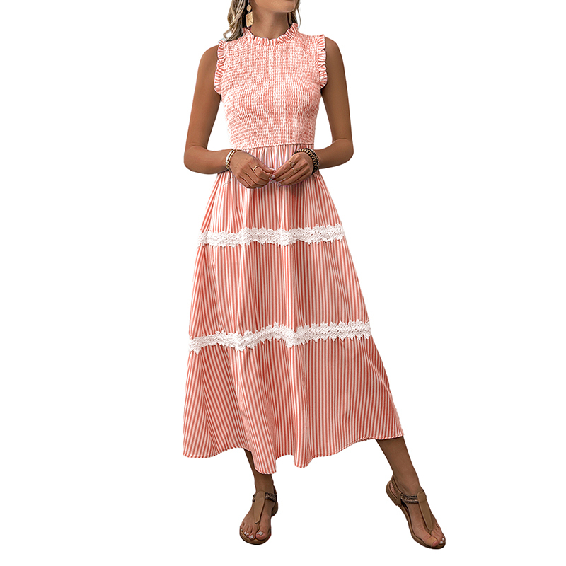 BeachsissiLace Patchwork smockedPrinted Dress