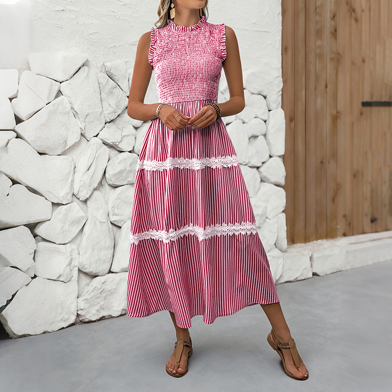 BeachsissiLace Patchwork smockedPrinted Dress