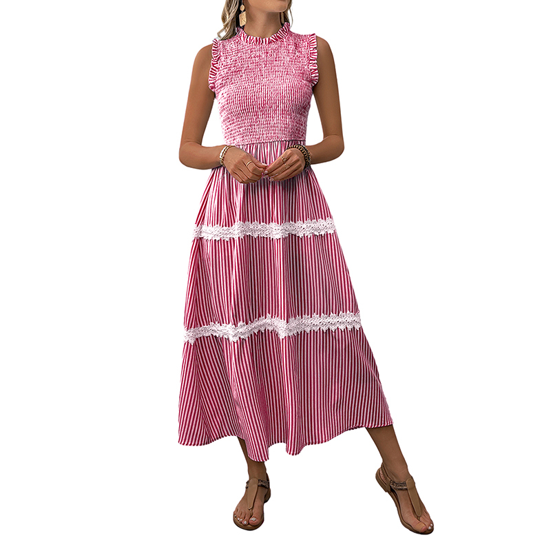 BeachsissiLace Patchwork smockedPrinted Dress