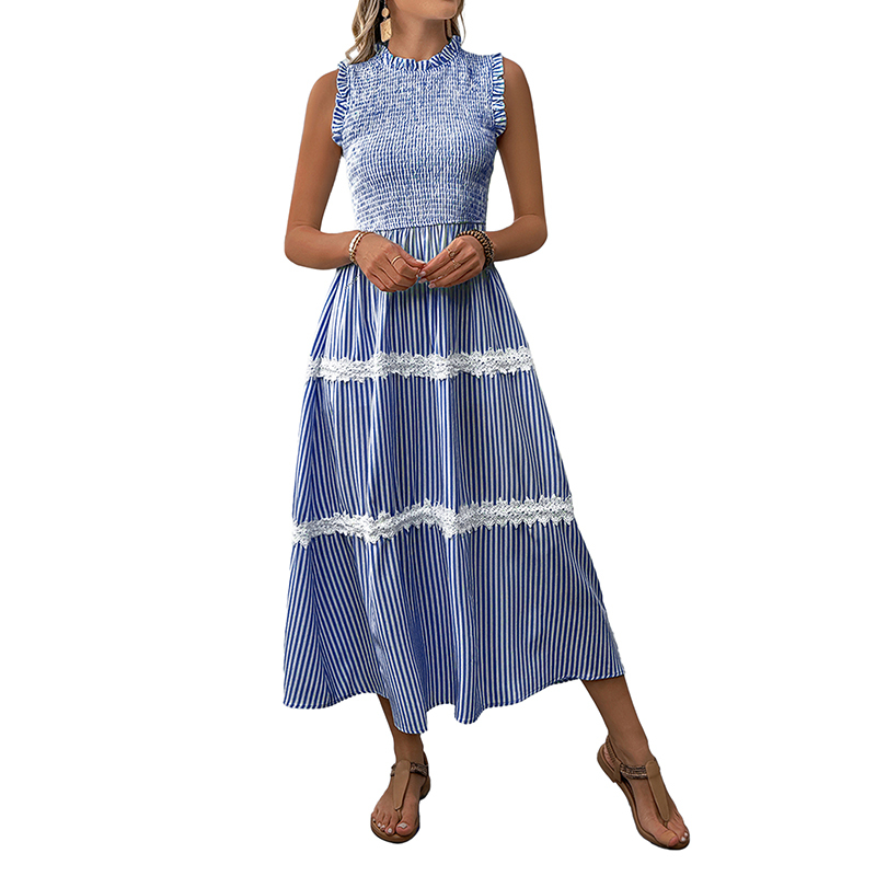 BeachsissiLace Patchwork smockedPrinted Dress