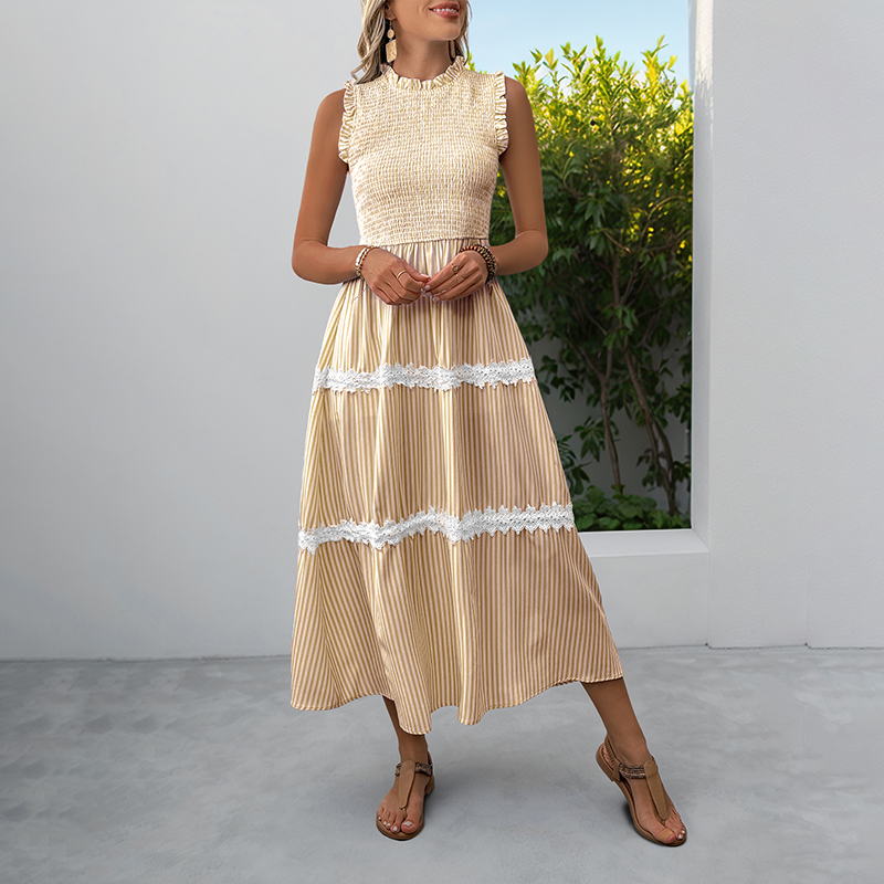 BeachsissiLace Patchwork smockedPrinted Dress