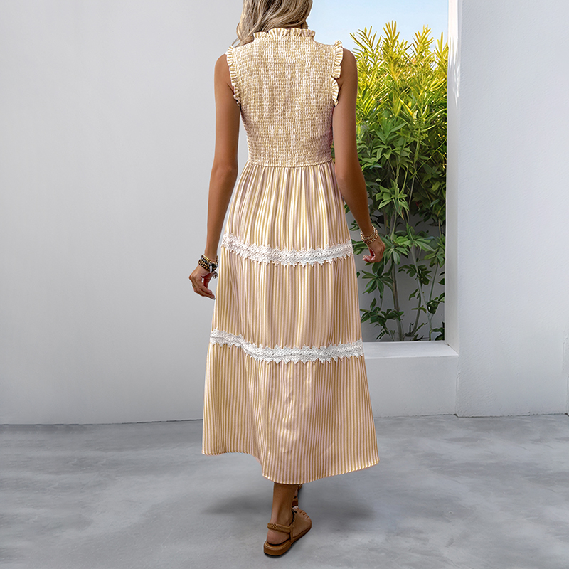 BeachsissiLace Patchwork smockedPrinted Dress