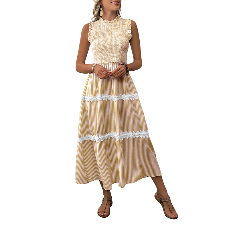 BeachsissiLace Patchwork smockedPrinted Dress