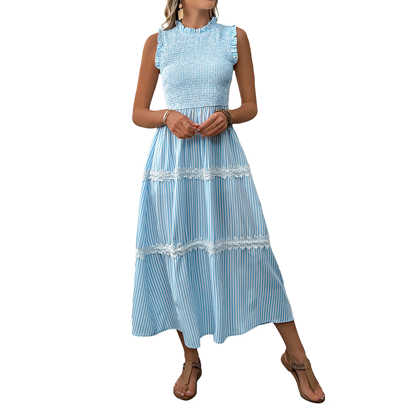 BeachsissiLace Patchwork smockedPrinted Dress