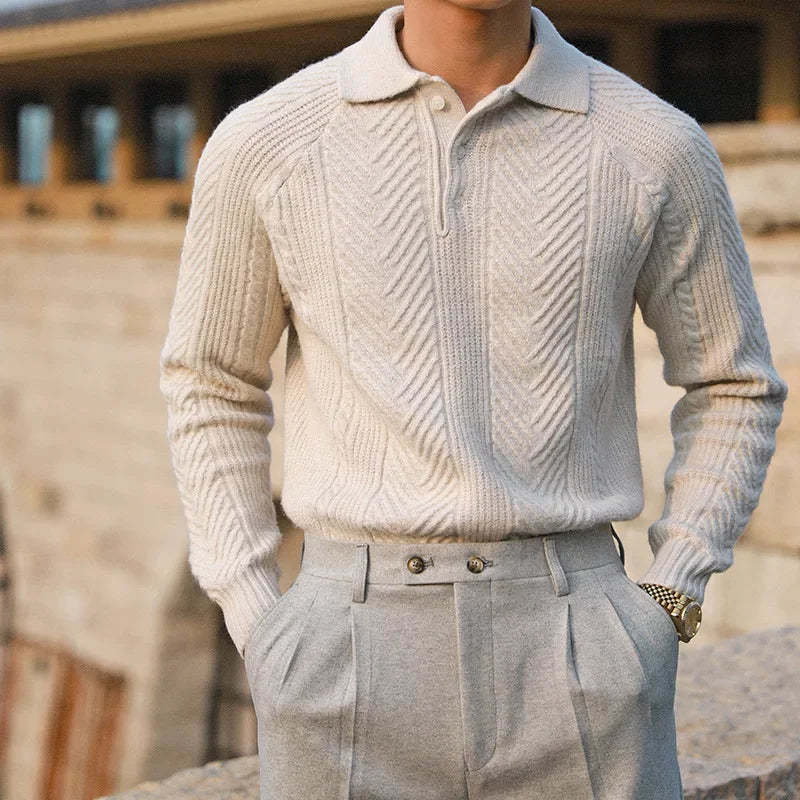 Warm Refined Men's Polo Sweater - Relaxed Cut, Knit, Winter-tidenox