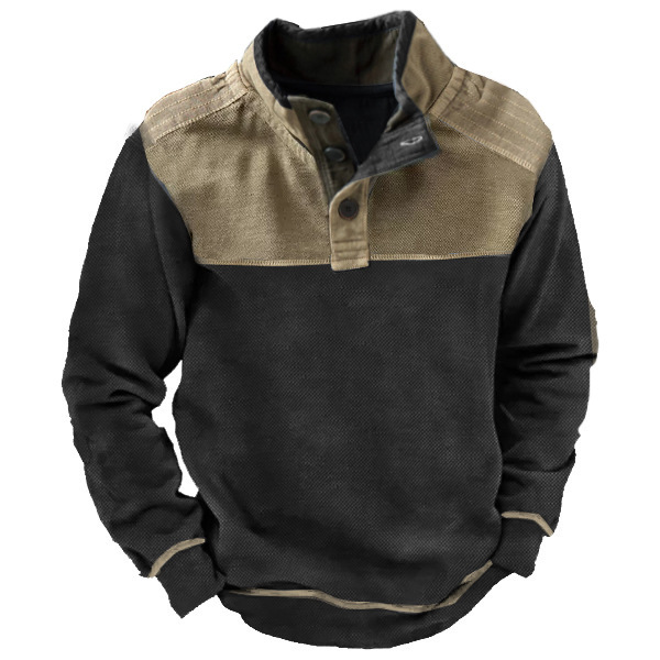 Men's Winter Pullover Hoodie Turn-down Collar Outdoor Long Sleeve Sweatshirt-tidenox