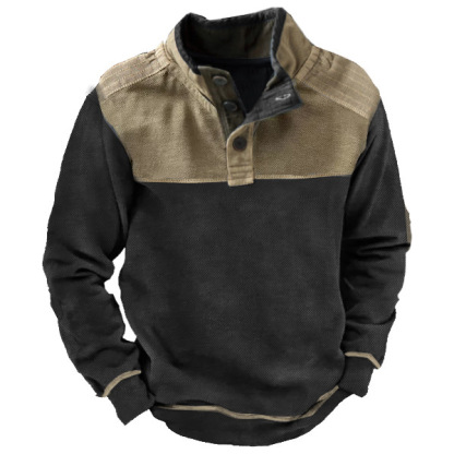 Men's Winter Pullover Hoodie Turn-down Collar Outdoor Long Sleeve Sweatshirt-tidenox