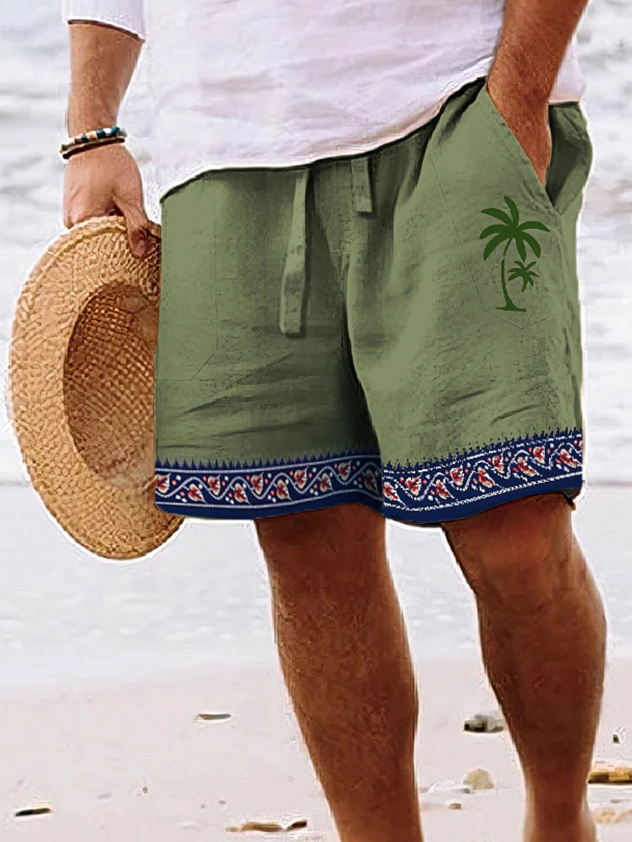 Hawaiian Men's Coconut Print Shorts-tidenox