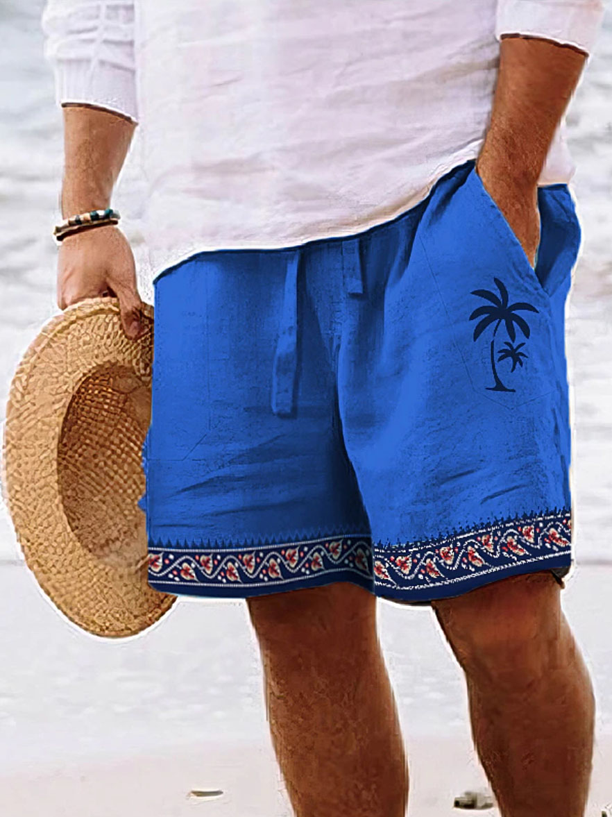 Hawaiian Men's Coconut Print Shorts-tidenox