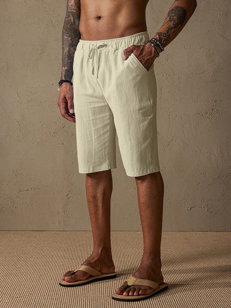 Casual Cotton Drawstring Shorts-tidenox