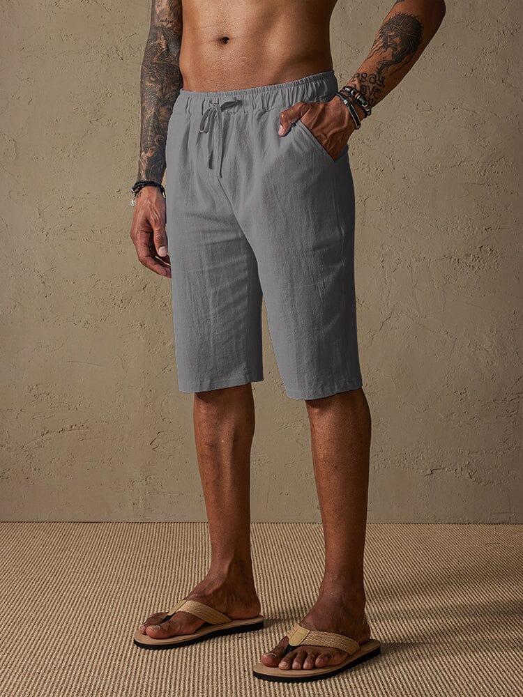 Casual Cotton Drawstring Shorts-tidenox