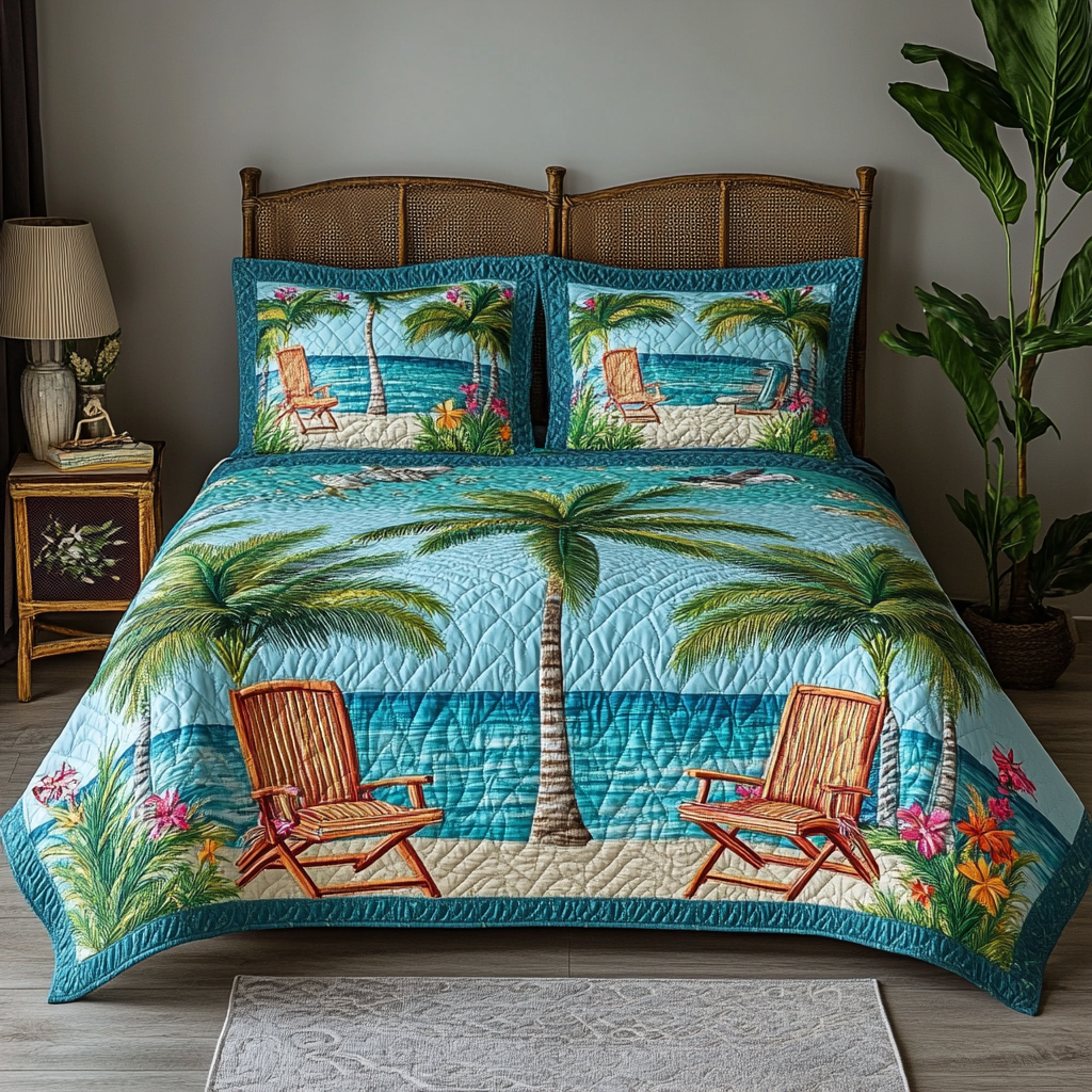 Ocean 3-Piece Quilted Bedding Set NCU0VT151