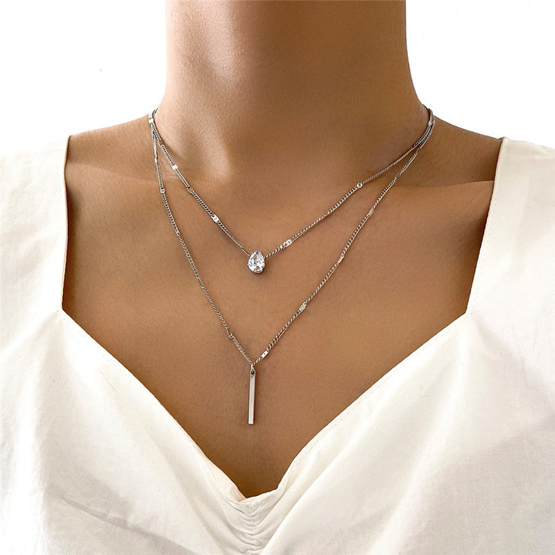 Gold Pendant Necklace Set with Neck Glitter-tidenox