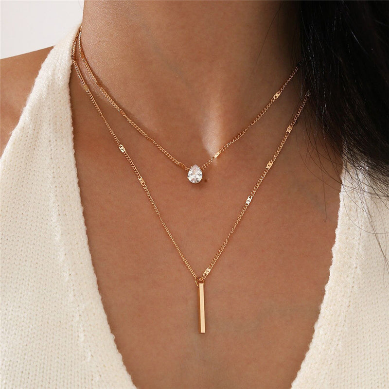 Gold Pendant Necklace Set with Neck Glitter-tidenox
