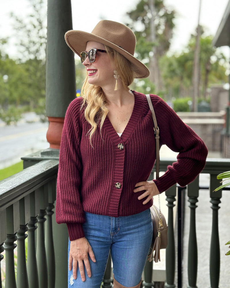Zeagoo Women's 2023 Fall Chunky Knit Cardigans Open Front Long Sleeve V Neck Button Loose Cardigan Sweaters-tidenox