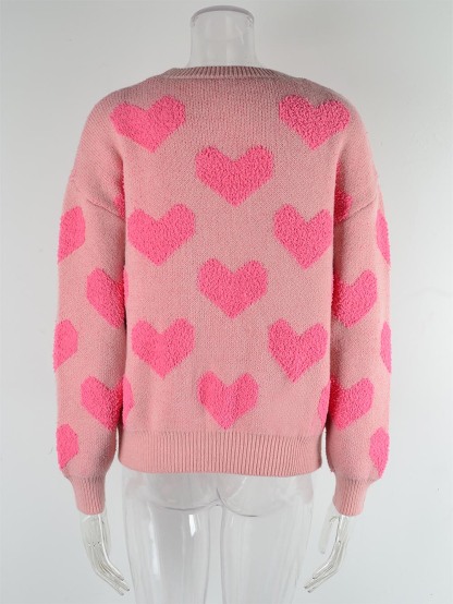 Women's Plush Heart Embroidery Thickened Sweater | NCS-tidenox