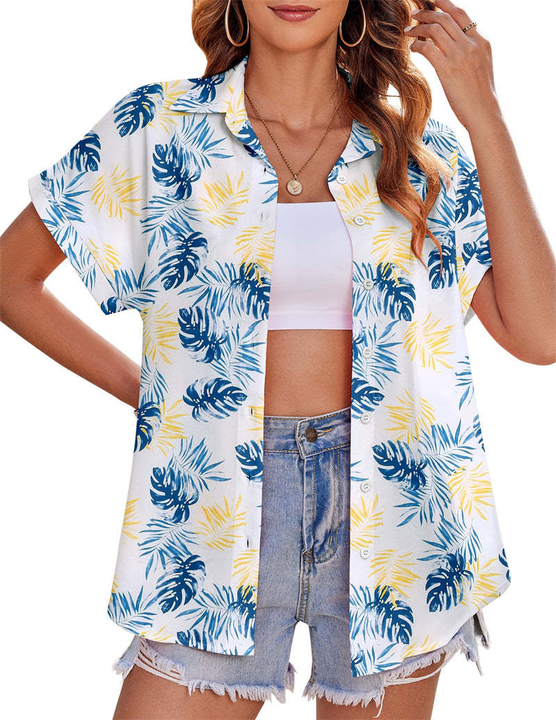 Zeagoo Casual Short Sleeve Floral Print Blouse-tidenox