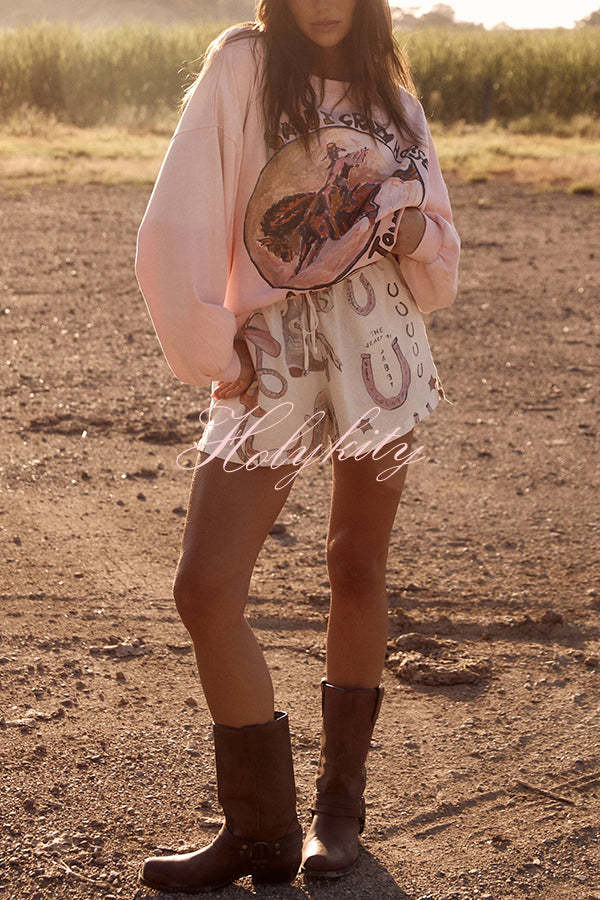 Eye-Catching Western Print Linen Blend Outfit for Women-tidenox