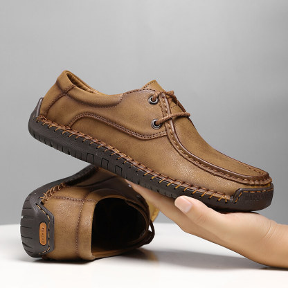 ORNGMALL New Spring Formal Shoes for Men Luxury Brand Men Shoes Fashion Casual Shoes Lace-Up Men Leather Shoes Leather Flat Shoes Big Size 38-48
